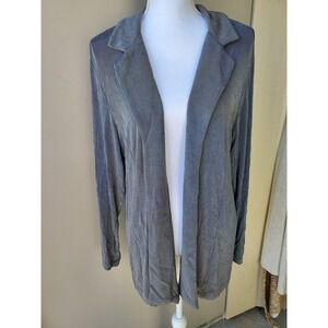 Chicos Travelers Gray Slinky Knit Open Front Cardigan Womens XL Minimalist